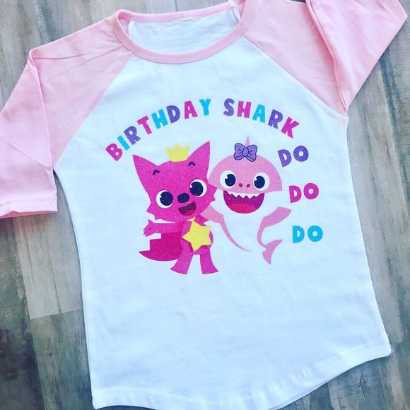 Birthday Pyjamas Pjs Personalised Shark Pink Blue Personalised